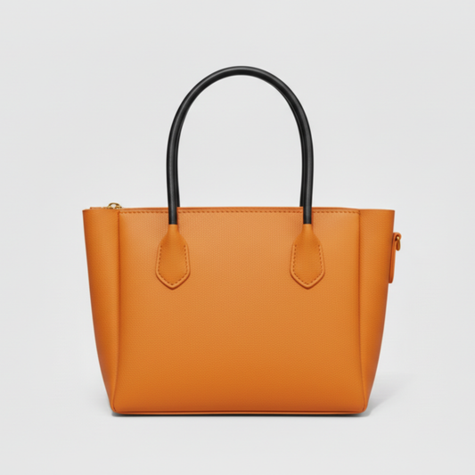 Prada Saffiano Beige Vibrant (Orange) Leather Tote