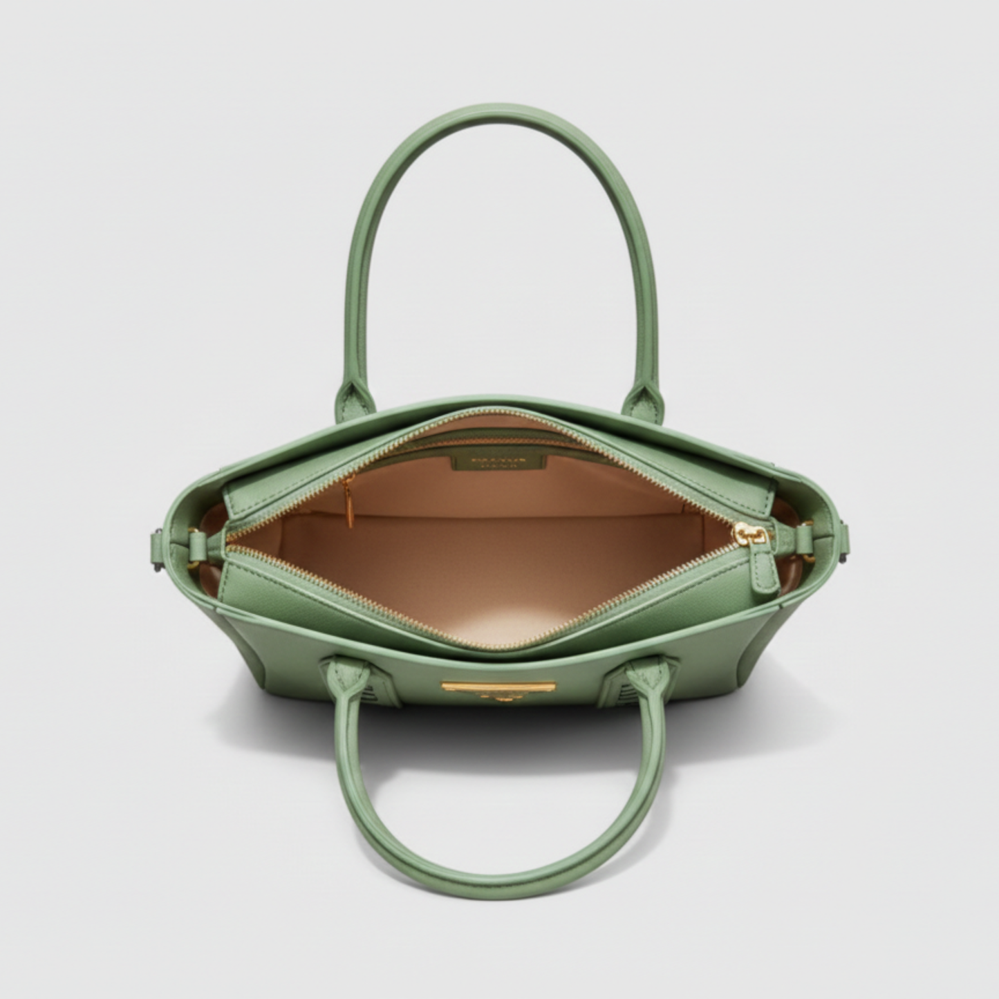 Prada Saffiano Beige Sage (Green) Leather Tote