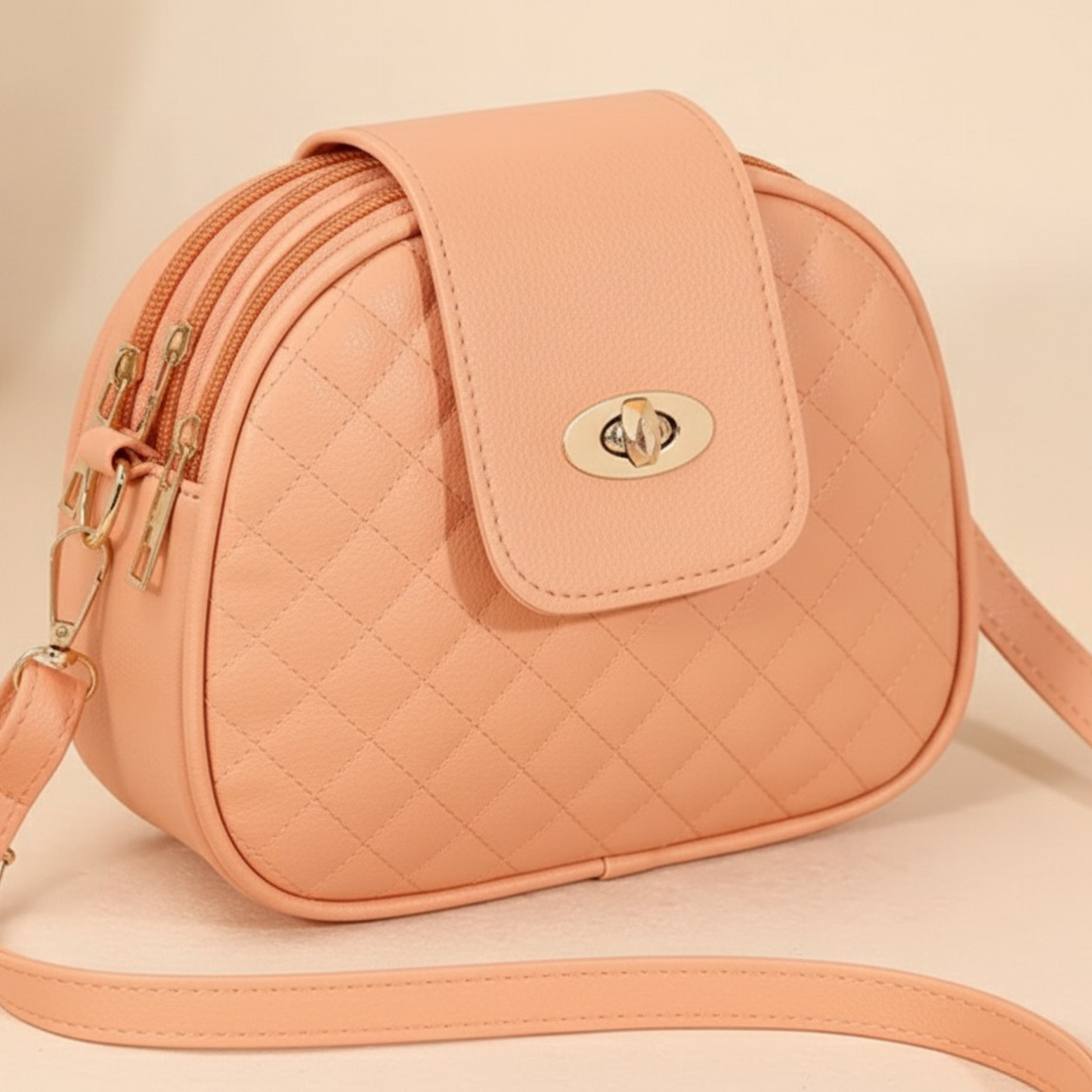 Quilted Triple-Zip Bag