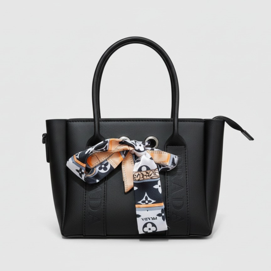 Prada Saffiano Beige Nero (Black) Leather Tote