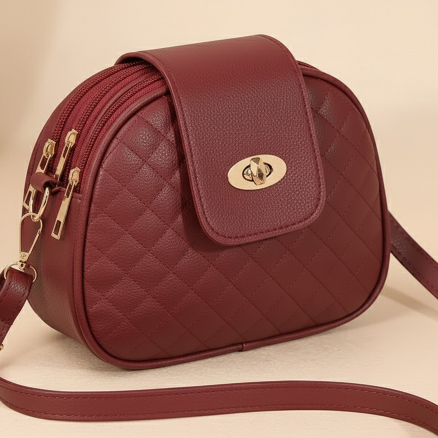 Quilted Triple-Zip Bag